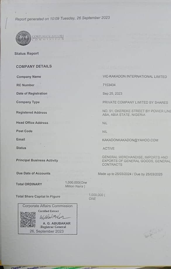 Corporate Incorporation Certificate